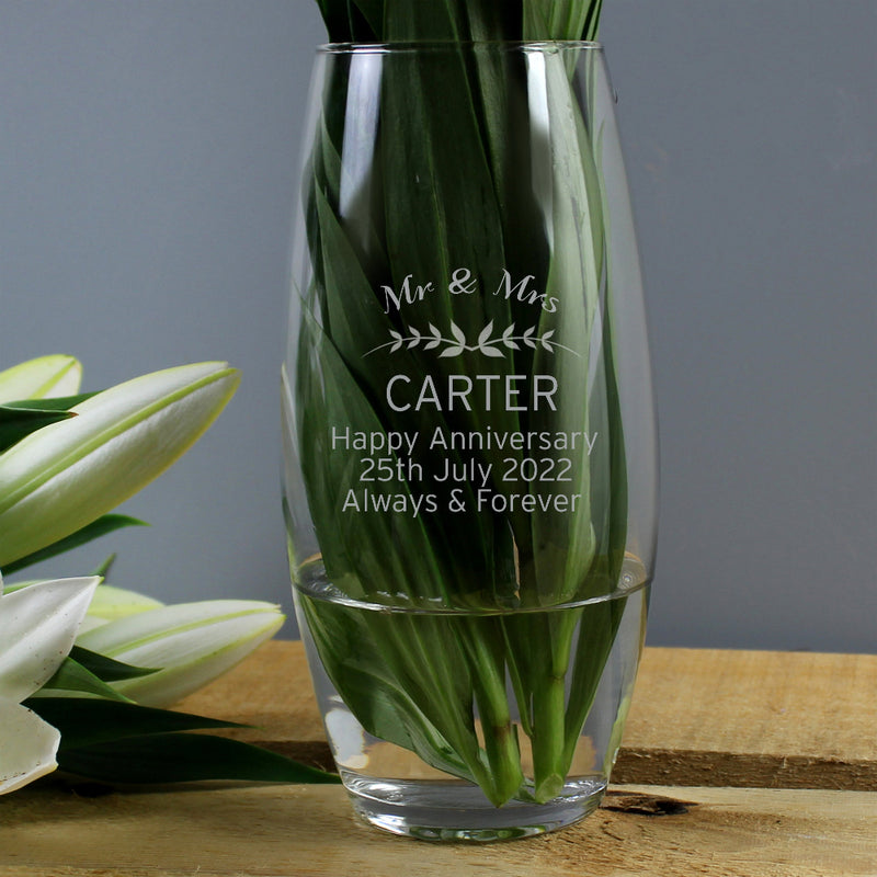 Engraved Elegant Glass Vase