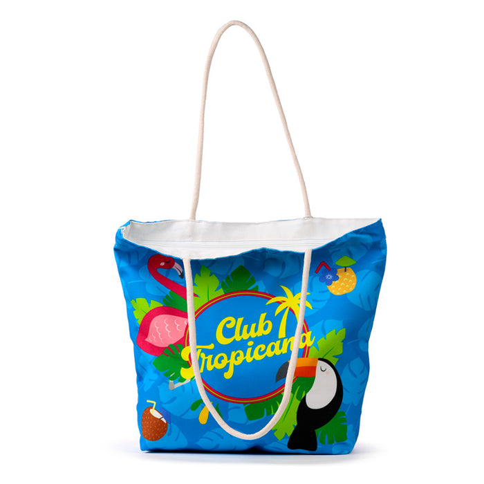 Flamingo Club Tropicana Canvas Beach Bag