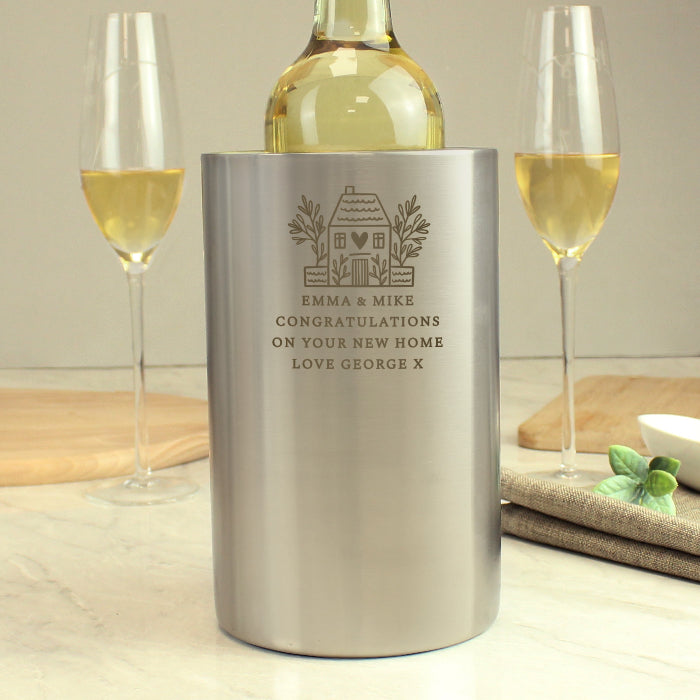 Engraved House Stainless Steel Wine Cooler