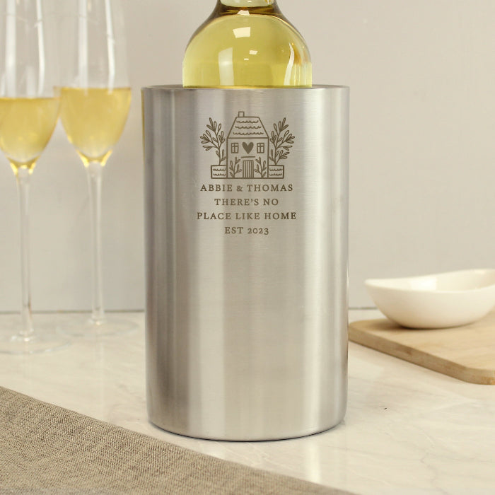 Engraved House Stainless Steel Wine Cooler
