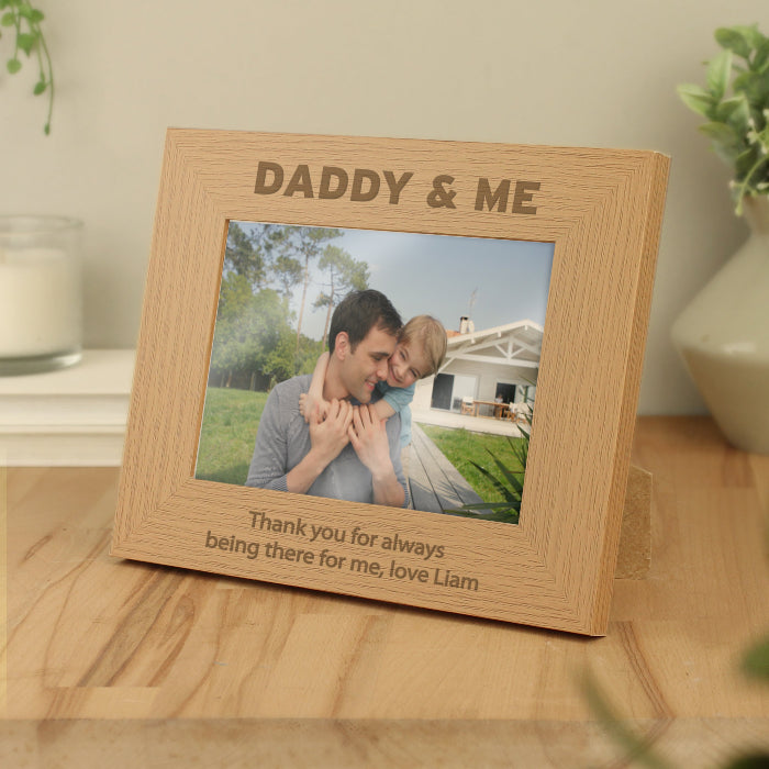 Engraved Daddy & Me Oak Finish Photo Frame - Landscape 5x7