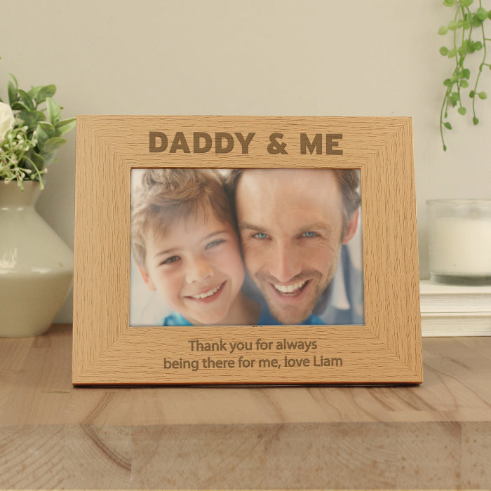 Engraved Daddy & Me Oak Finish Photo Frame - Landscape 5x7