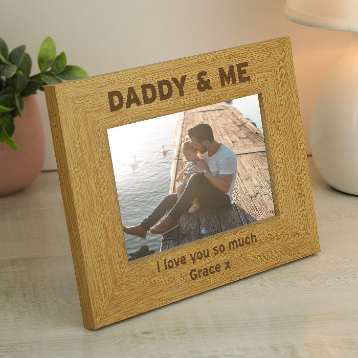 Engraved Daddy & Me Oak Finish Photo Frame 6x4