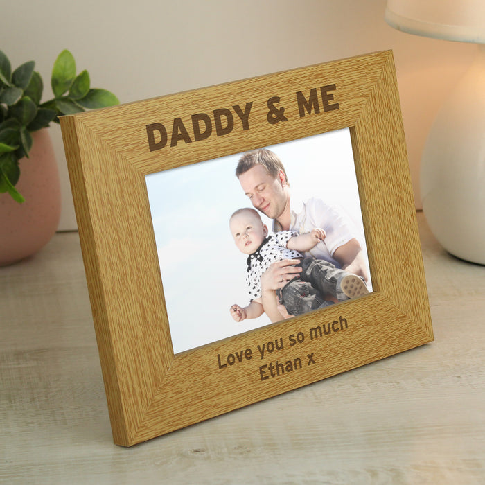 Engraved Daddy & Me Oak Finish Photo Frame 6x4