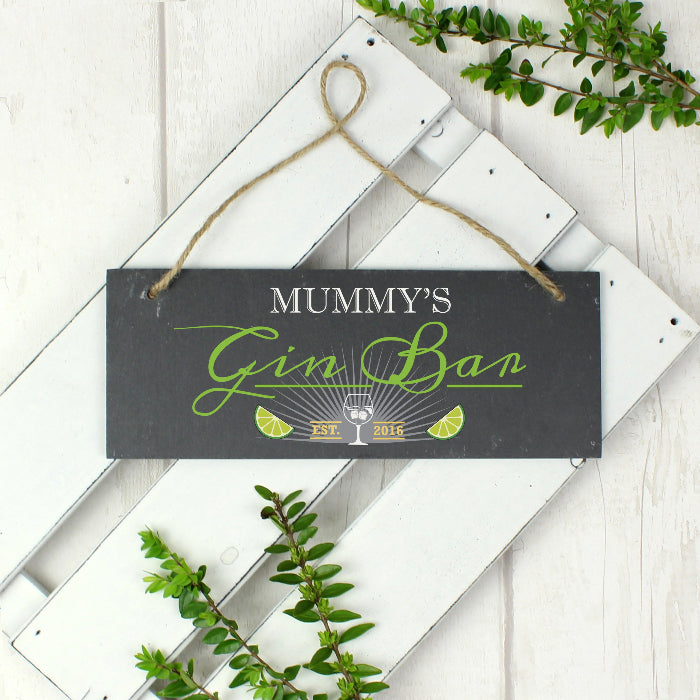 Personalised Gin Bar Printed Hanging Slate Sign | Gin Lover Gift