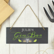 Personalised Gin Bar Printed Hanging Slate Sign | Gin Lover Gift