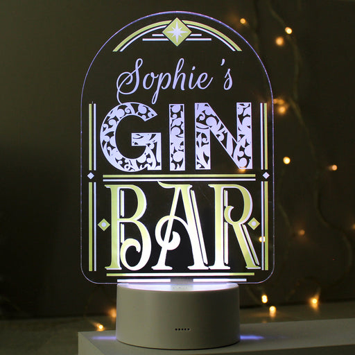 Personalised Gin Bar LED Colour Changing Light Sign