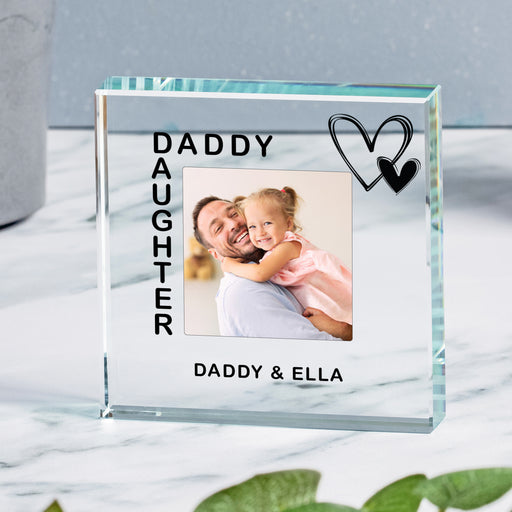 Daddy & Daughter Photo Glass Token Paperweight Gift