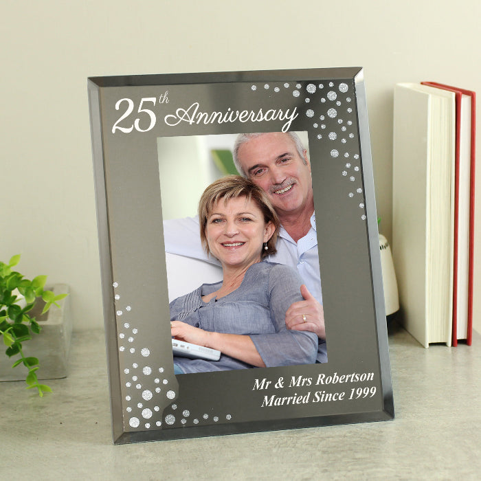 Personalised Any Year Anniversary Diamante Glass Photo Frame 6 X 4
