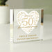 Personalised 50th Golden Wedding Anniversary Crystal Glass Block
