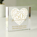 Personalised 50th Golden Wedding Anniversary Crystal Glass Block