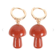 Red Jasper Crystal Mushroom Earrings