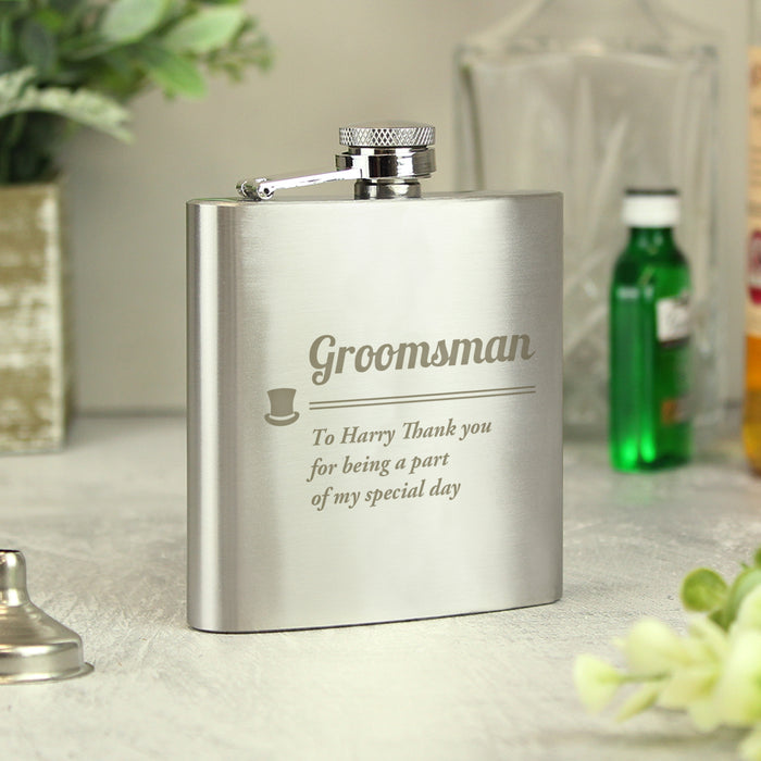 Personalised Groomsman Hip Flask With Gift Box