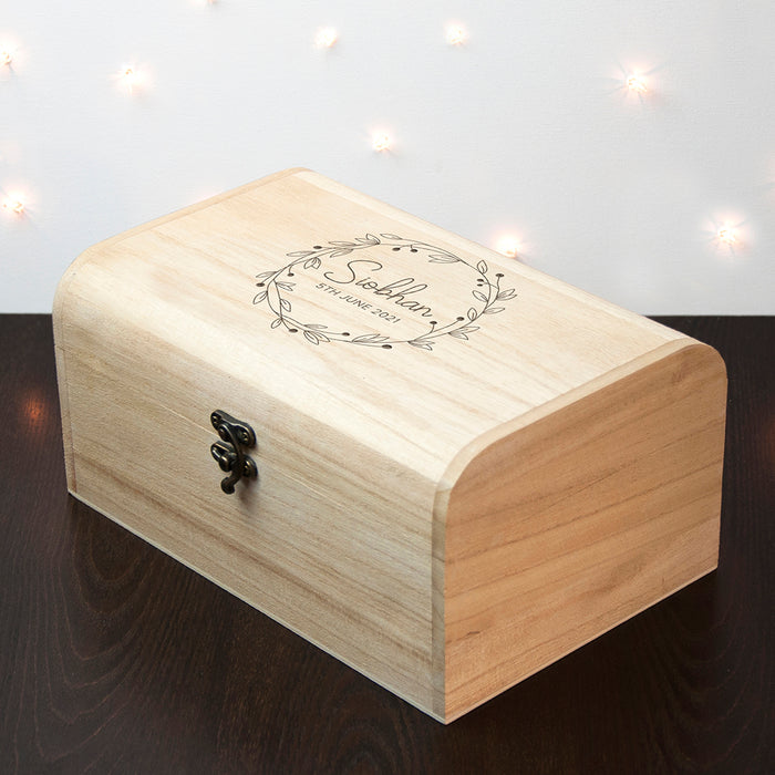 Personalised Botanical Wreath Keepsake Chest Box