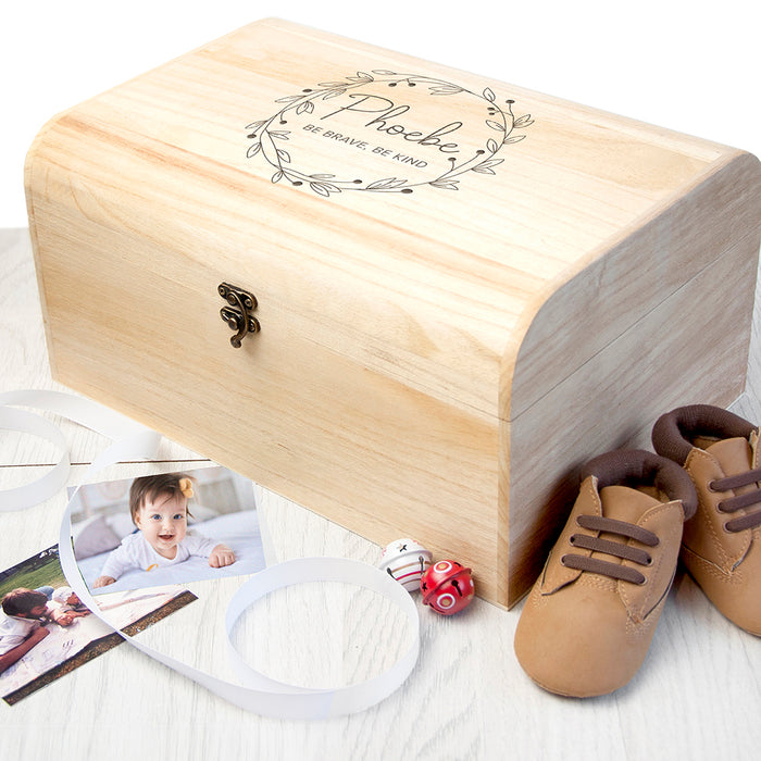 Personalised Botanical Wreath Keepsake Chest Box