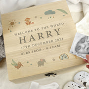 Personalised Safari Animals New Baby Keepsake Box