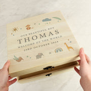 Personalised Safari Animals New Baby Keepsake Box