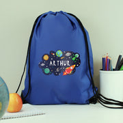 Personalised Space Design Swimming & Kit Bag - Blue