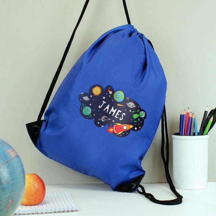 Personalised Space Design Swimming & Kit Bag - Blue