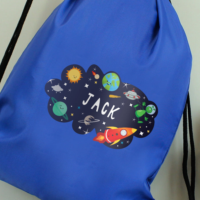 Personalised Space Design Swimming & Kit Bag - Blue