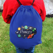 Personalised Space Design Swimming & Kit Bag - Blue