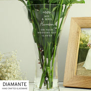 Personalised Wedding Hand Cut Crystal Heart Vase