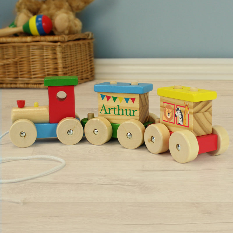 Personalised Wooden Train Toy Set - Circus Design