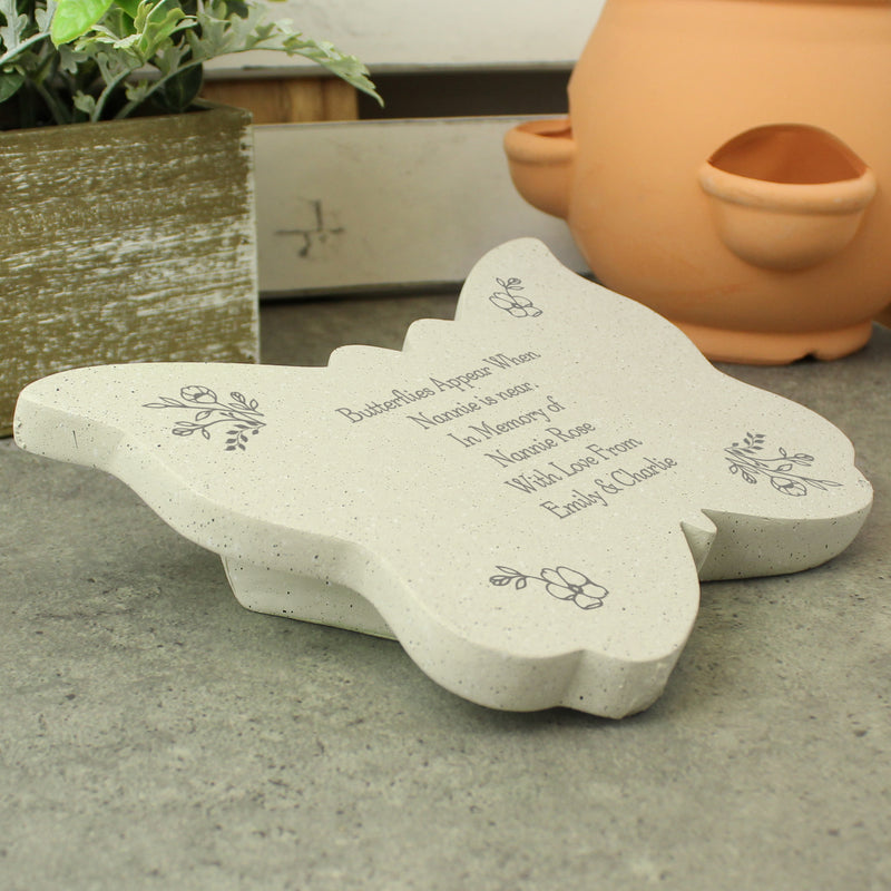Personalised Floral Butterfly Grave Memorial Stone Marker
