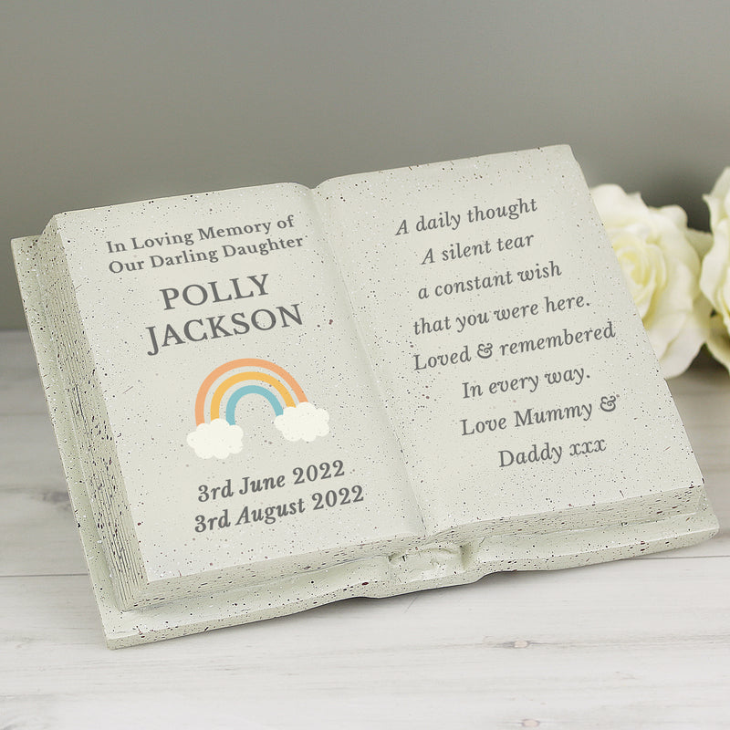 Personalised Rainbow Memorial Gravestone Book