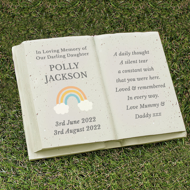 Personalised Rainbow Memorial Gravestone Book