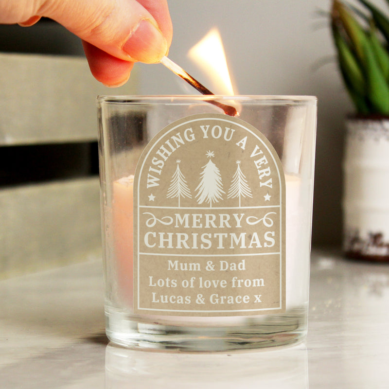 Personalised Wishing You A Very Merry Christmas Candle