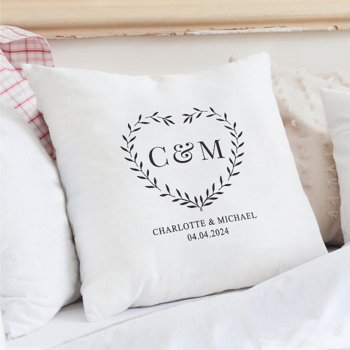 Personalised Grey Heart Annversary & Wedding Cushion