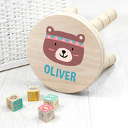 Personalised Cute Bear Kids Wooden Stool
