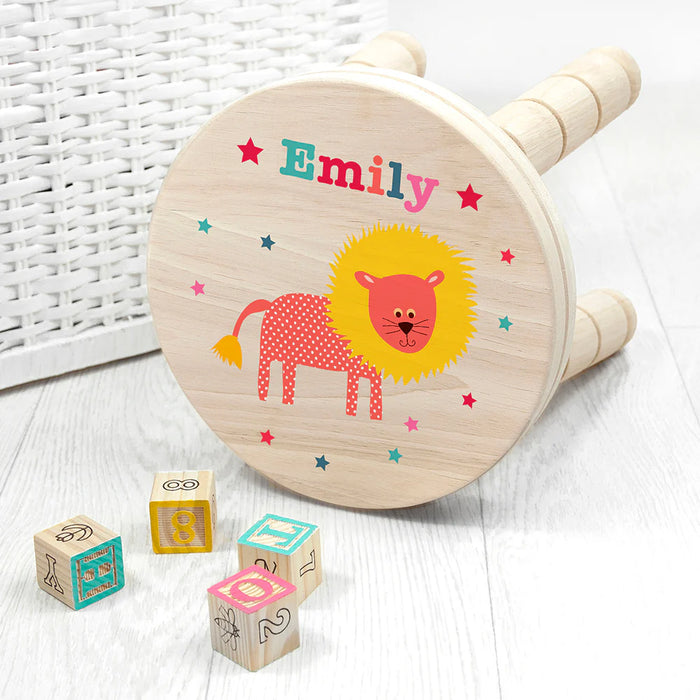 Personalised Kid’s Lion Wooden Stool