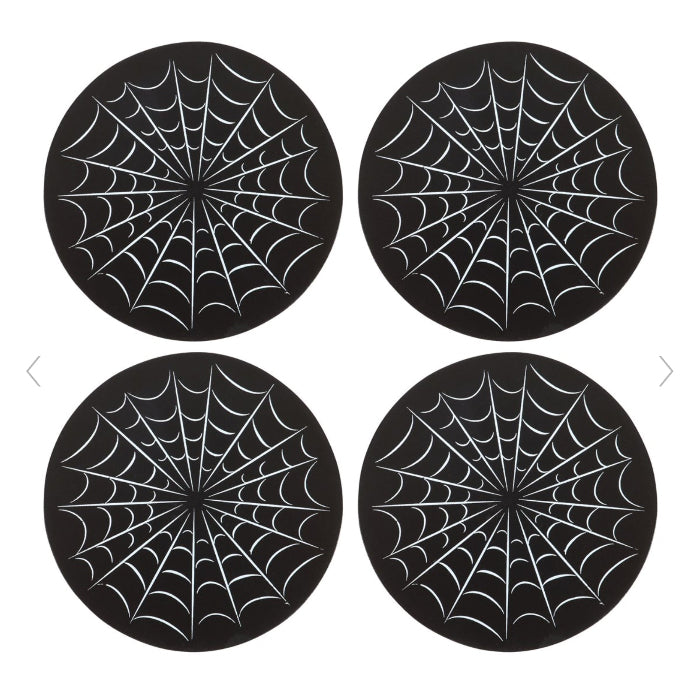 Gothic Homeware Black Spiderweb Coaster Set