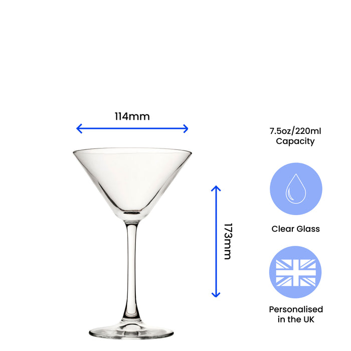 Engraved Enoteca Martini Cocktail Glass with Initials Design, Personalise with Any Name Image 6