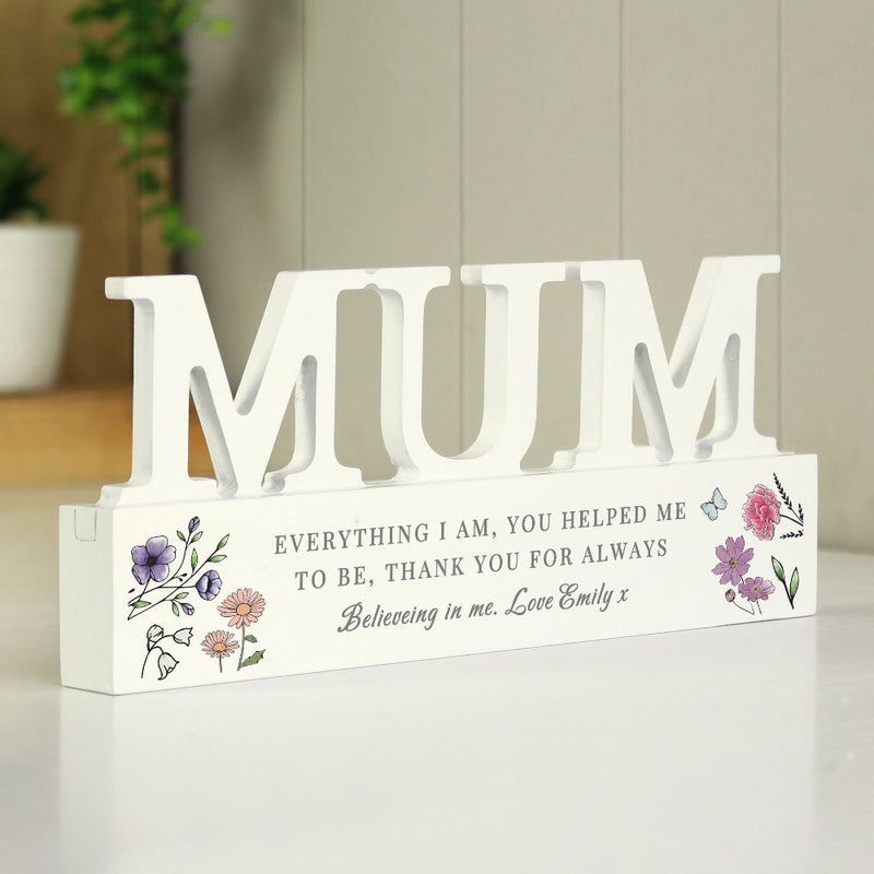 Personalised Wild Flowers Design Mum Ornament
