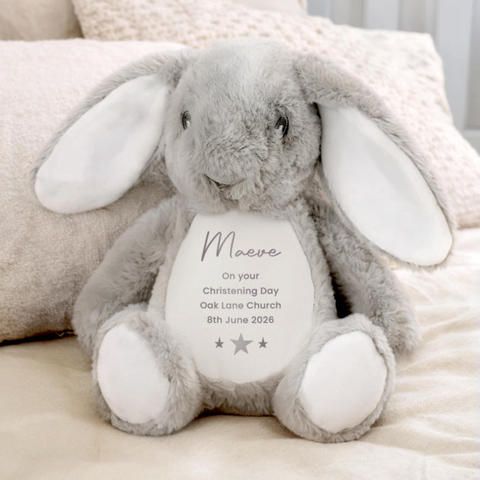 Personalised Christening Bunny Teddy - Any Message