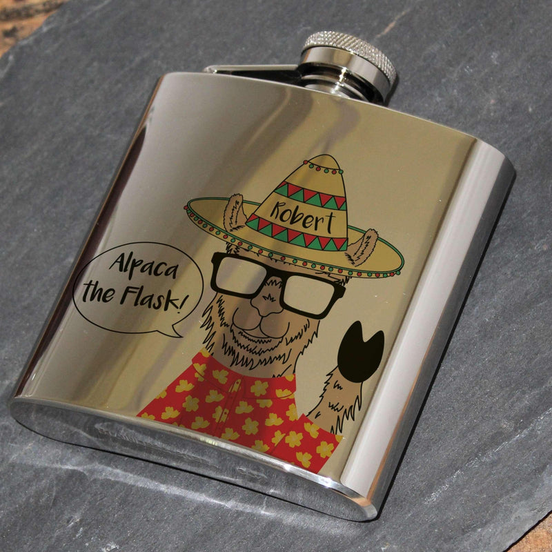 Personalised Alpaca Hip Flask - Myhappymoments.co.uk