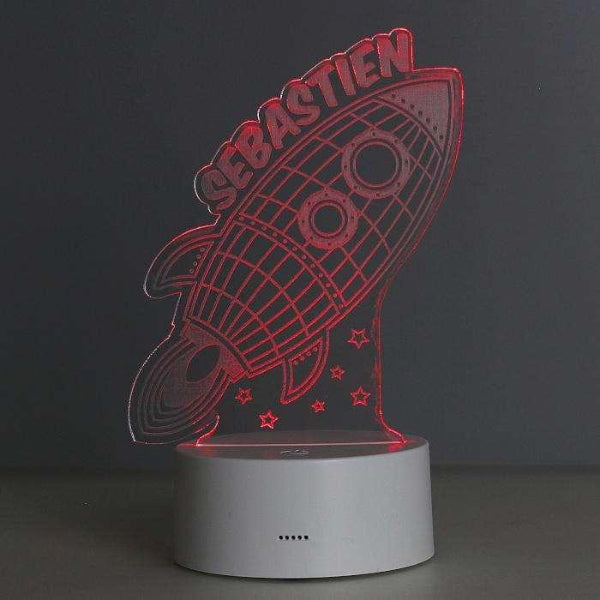 Personalised Rocket LED Colour Changing Night Light