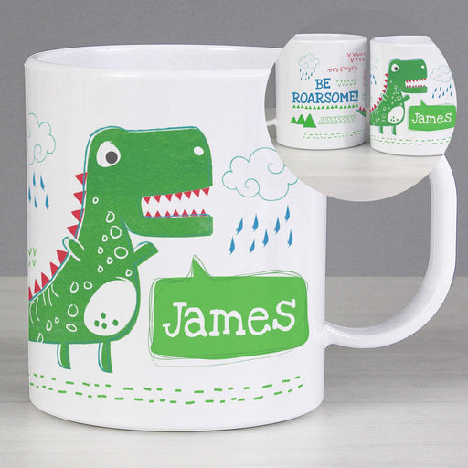 Personalised Be Roarsome Dinosaur Plastic Mug - Myhappymoments.co.uk