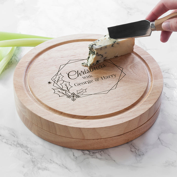 Personalised Christmas at Home Cheese Board Set