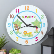 Personalised Animal Alphabet Boys Wooden Clock - Myhappymoments.co.uk
