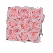 Soap Flower Gift Bouquet In Box - 9 Pink Roses - Square