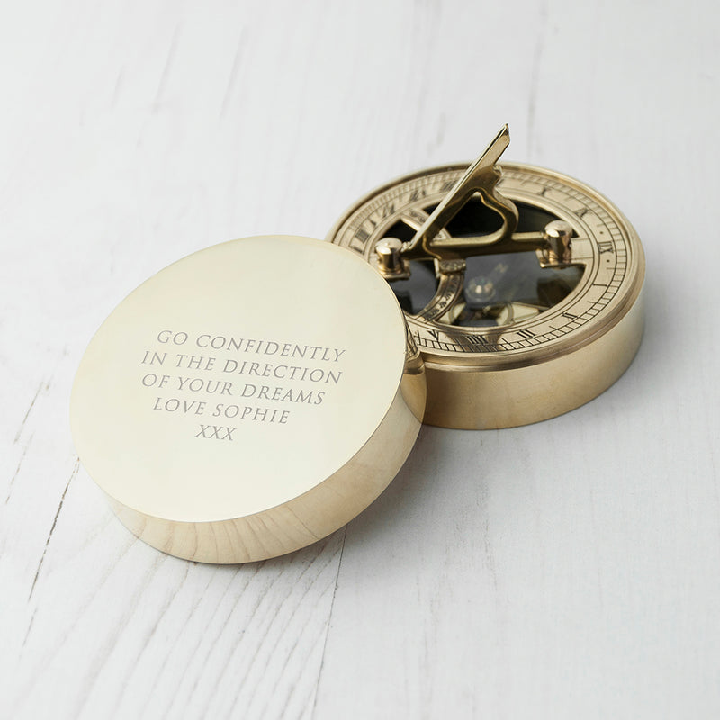 Personalised Adventurer's Brass Sundial and Compass