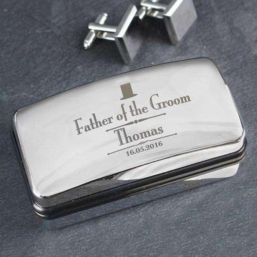 Personalised Decorative Wedding father of the Groom Cufflink Box - Myhappymoments.co.uk