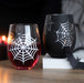 Set of 2 Spider and Web Stemless Wine Glasses - Gothic Themed Homeware
