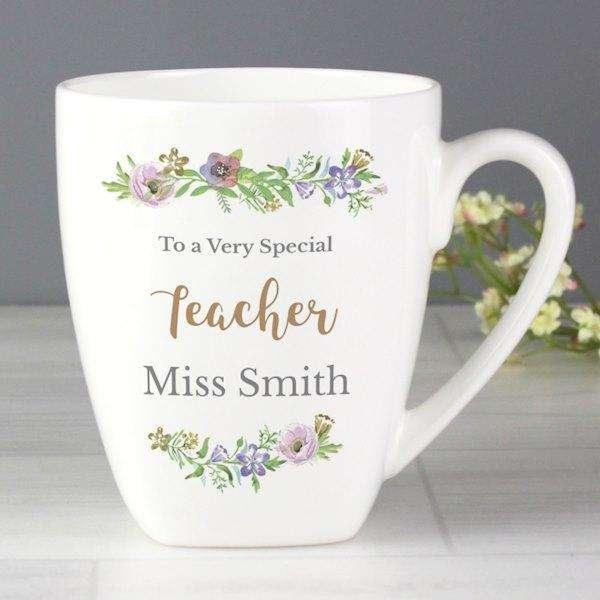 Personalised Floral Watercolour Latte Mug - Myhappymoments.co.uk