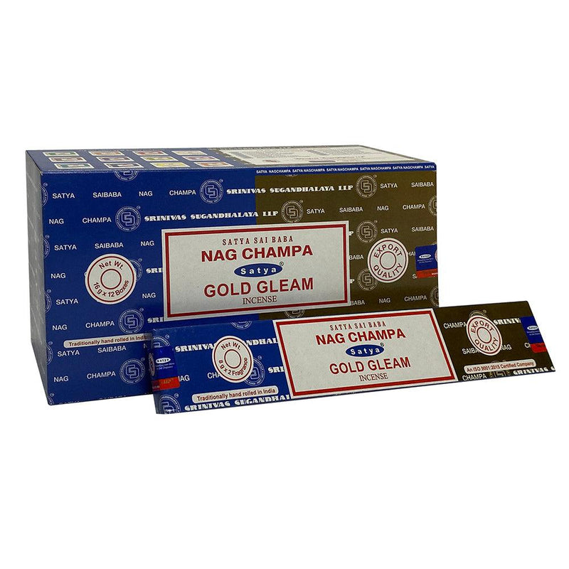 12 Pack of Combo Satya Incense - Nag Champa Gold Gleam