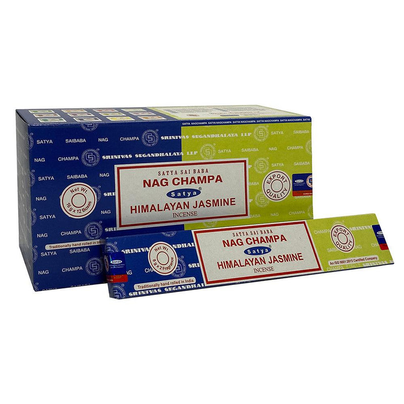12 Pack of Combo Satya Incense - Nag Champa Himalayan Jasmine